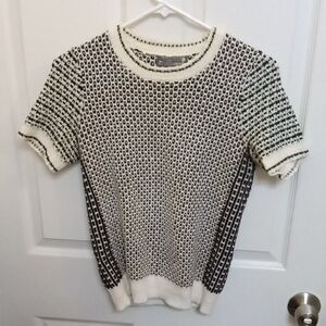 Anthropologie Monochrome Geometric Knit Top